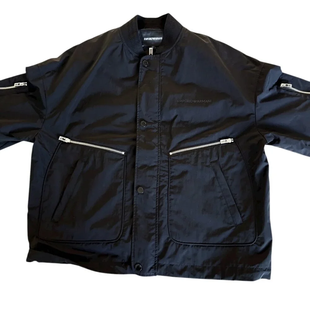 EMPORIO ARMANI Mens Black Nylon‎ Blouson Jacket Size 52, NWT $675